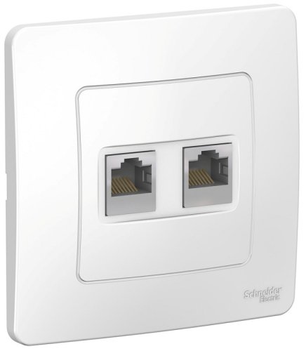 Розетка компьютерная с рамкой Systeme Electric Blanca 2-м. RJ45+RJ45 5e белый картинка